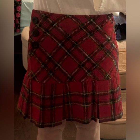 Vintage Banana Republic Red Plaid Pleated Skirt - Picture 5 of 10